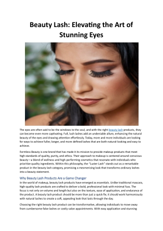 Beauty Lash: Elevating the Art of Stunning Eyes with Formless Beauty
