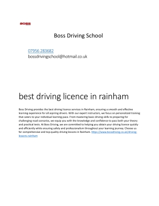 Boss driving lessons rainham
