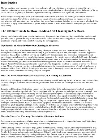 Why Move-In/Move-Out Cleaning Matters for Allentown Residents