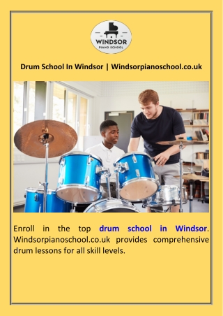 Drum School In Windsor  Windsorpianoschool.co.uk