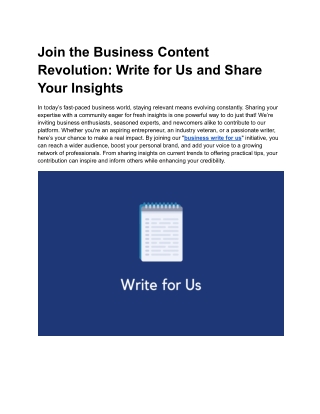 Join the Business Content Revolution_ Write for Us and Share Your Insights