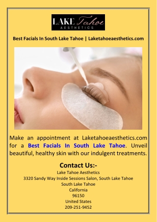 Best Facials In South Lake Tahoe  Laketahoeaesthetics.com