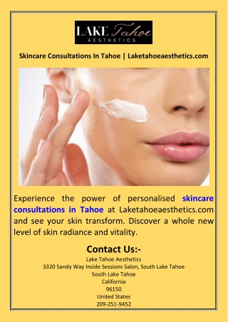 Skincare Consultations In Tahoe  Laketahoeaesthetics.com