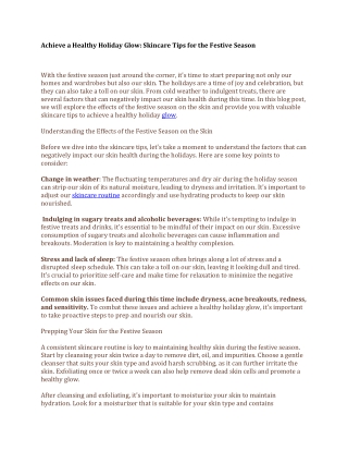 Achieve a Healthy Holiday Glow Skincare Tips for the Festive Season