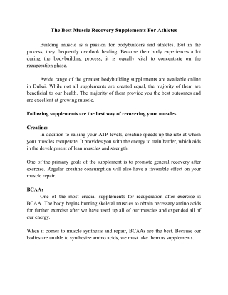 The Best Muscle Recovery Supplements For Athletes