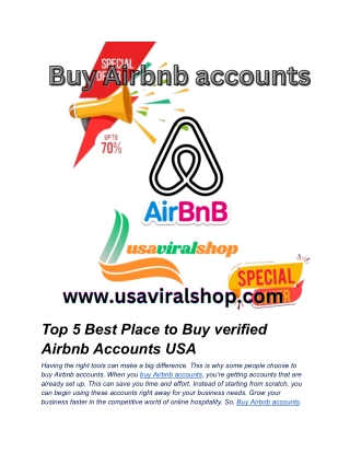 Top 5 Best Place to Buy verified Airbnb Accounts USA