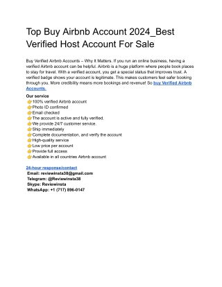 Top Buy Airbnb Account 2024_Best Verified Host Account For Sale