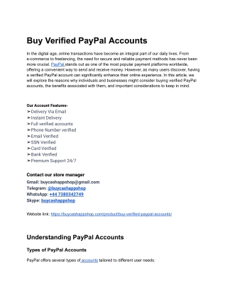The Best Way To Buy Verified PayPal Accounts In Website