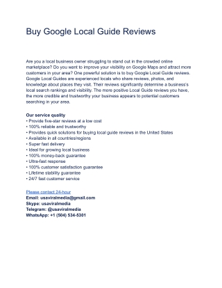 Buy Google Local Guide Reviews