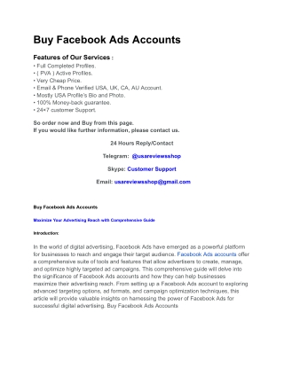 Buy Facebook Ads Accounts
