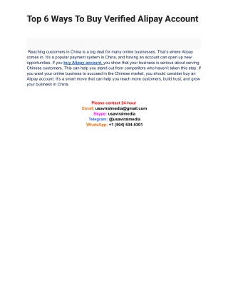 Top 6 Ways To Buy Verified Alipay Account