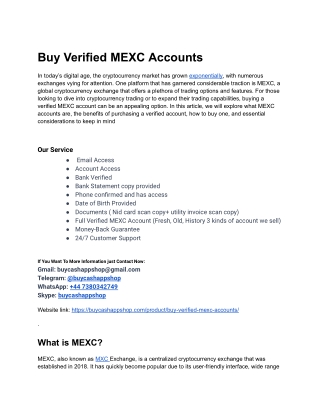 The Best Way To Buy Verified MEXC Accounts In Website