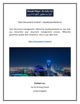 Qms Document Control  Qualitystandards.sa