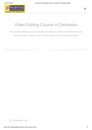 Advanced Video Editing Course in Dehradun _ Hashtag Academy