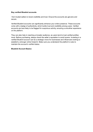 Buy Verified Bluebird Accounts - 100% Best Service