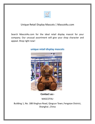 Unique Retail Display Mascots  Mascot4u