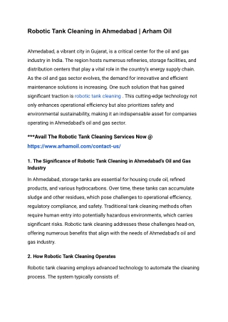 Robotic Tank Cleaning in Ahmedabad