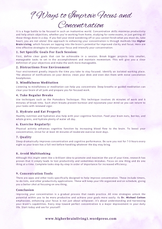 9 Ways to Improve Focus and Concentration