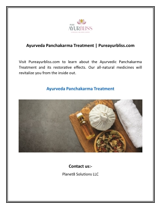 Ayurveda Panchakarma Treatment  Pureayurbliss