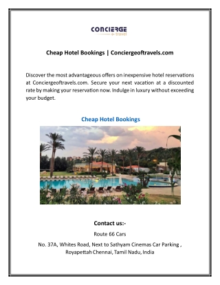 Cheap Hotel Bookings Conciergeoftravels