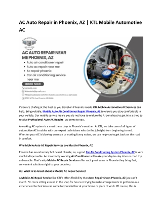 AC Auto Repair in Phoenix