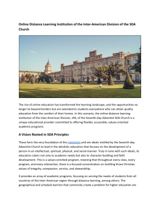 Online Distance Learning Institution of the Inter-American Division of the SDA Church