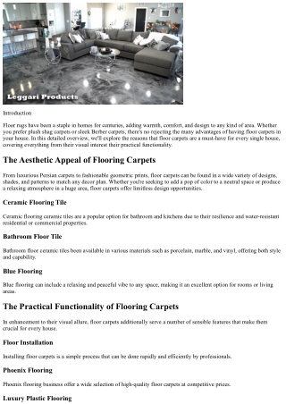 Why Floor Carpets are a Must-Have for each Home