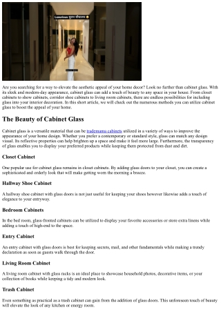 Cabinet Glass: Add Beauty to Your Home Decoration