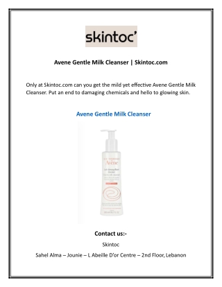 Avene Gentle Milk Cleanser Skintoc