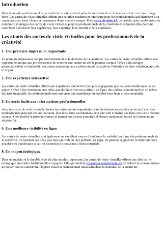 Les atouts des cartes de visite virtuelles pour les professionnels de la créativ