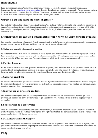 L'importance du contenu informatif sur une carte de visite digitale efficace