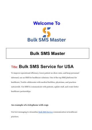 Bulk SMS Service for USA