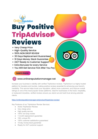 Buy Authentic Trip Advisor Reviews: Improve Your Brand Image