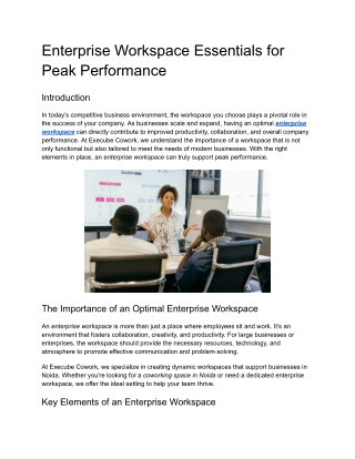 Enterprise Workspace Essentials for Peak Performance