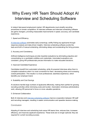 Why Every HR Team Should Adopt AI Interview and Scheduling Software