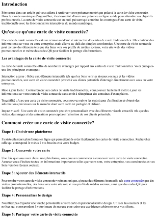 Carte de Visite Connectée: Renforcez votre Présence Numérique!