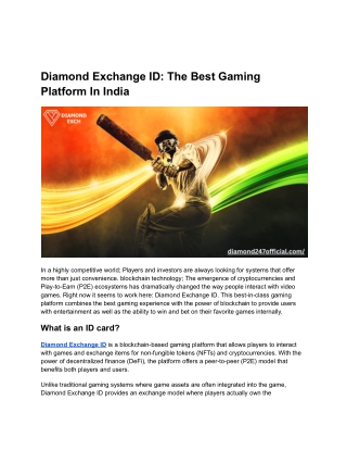 Diamond Exchange ID_ The Best Gaming Platform in india