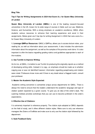 Queen Marry University Assignment help