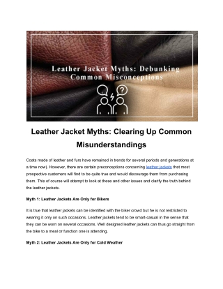 Leather Jacket Myths Clearing Up Common Misunderstandings