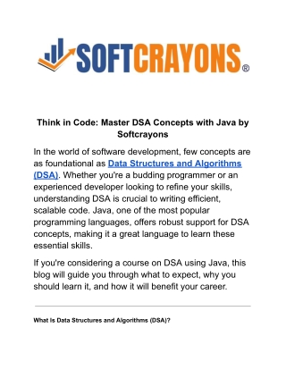 Think in Code Master DSA Concepts with Java by Softcrayons