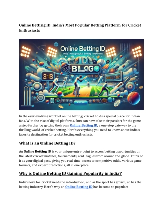 Online Betting ID: India’s Most Popular Betting Platform for Cricket Enthusiasts