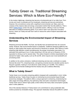Tubidy Green vs. Traditional Streaming Services_ Which is More Eco-Friendly_