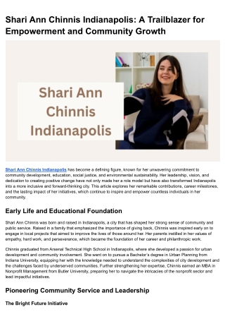 Shari Ann Chinnis Indianapolis_ A Trailblazer for Empowerment and Community Growth