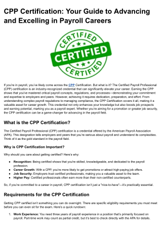 CPP Certification_ Your Guide to Advancing and Excelling in Payroll Careers