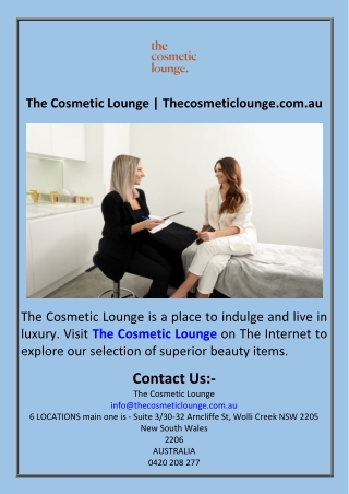 The Cosmetic Lounge  Thecosmeticlounge.com.au