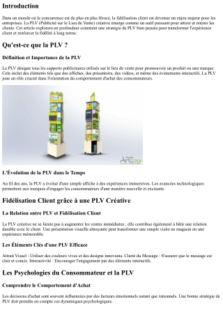 Fidélisation Client grâce à une PLV Créative