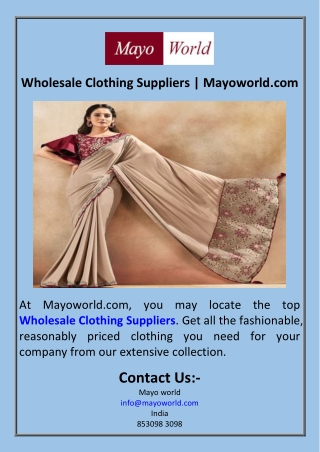 Wholesale Clothing Suppliers  Mayoworld.com