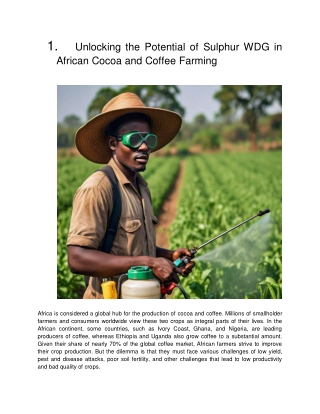 Unlocking the Potential of Sulphur WDG in African Cocoa and Coffee Farming