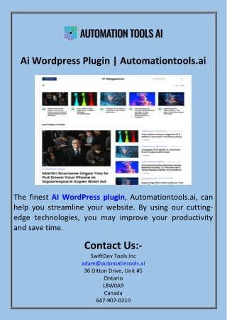 Ai Wordpress Plugin  Automationtools.ai