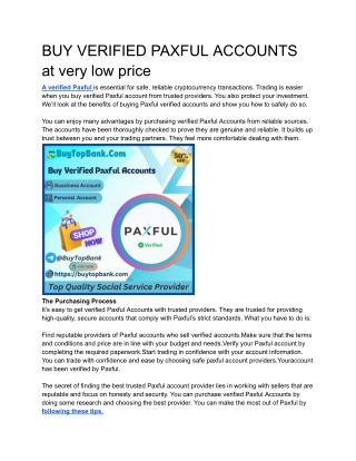 BUY VERIFIED PAXFUL ACCOUNTS at very low price